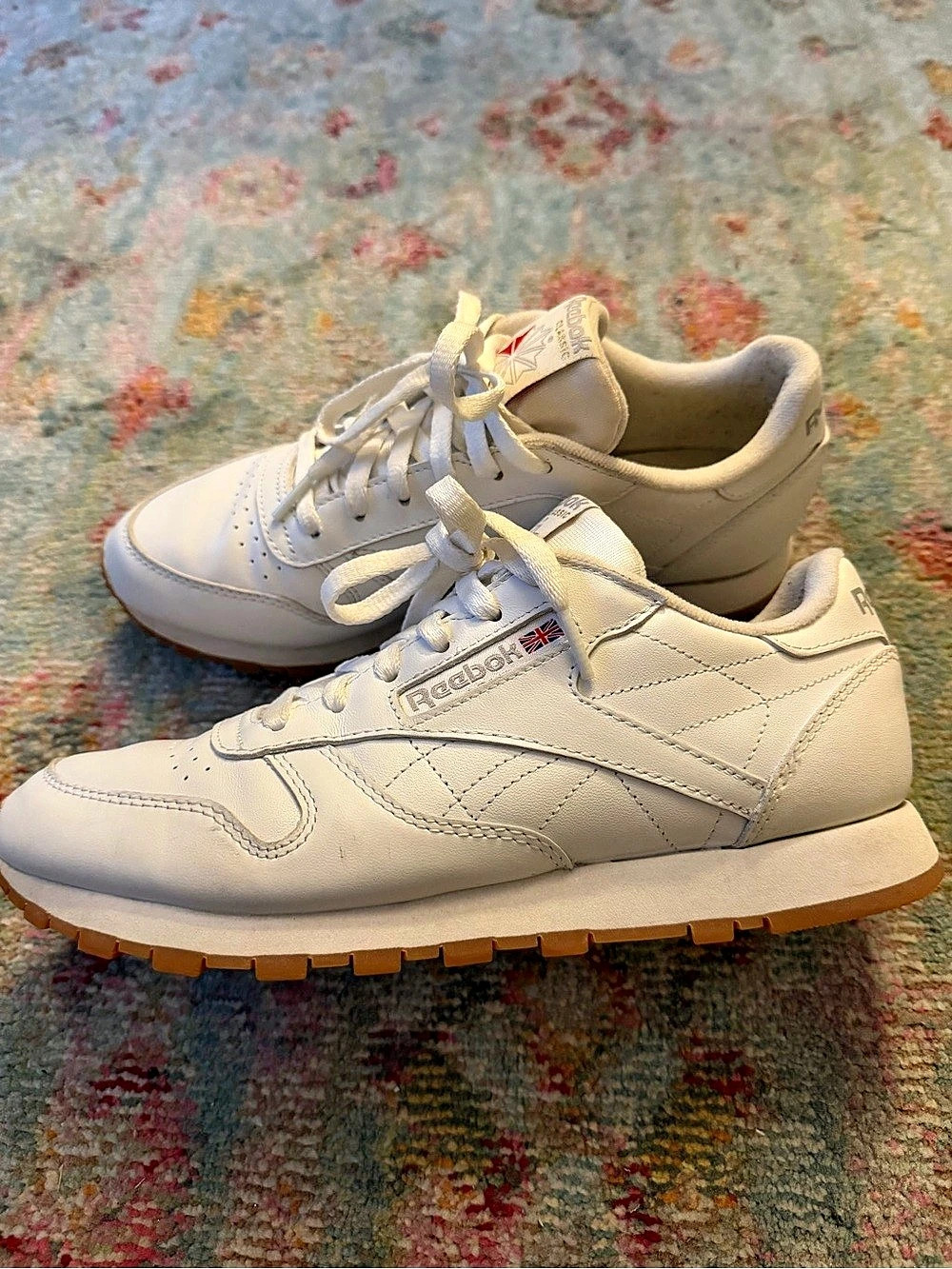 Reebok Classic Leather Gum Sole Sneakers White & Brown US 81⁄2